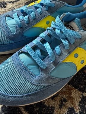 Saucony Jazz Original Sneakers Blue Yellow Retro Running Shoes Women’s 8